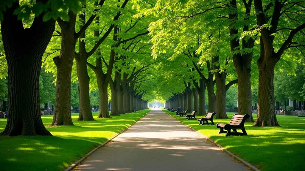 Kronvalda Park green space with mature trees, walking paths, and peaceful atmosphere
